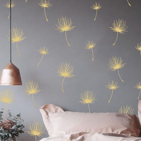 Stickers Muraux Fleur de Pissenlit Autocollant Mural Plantes Doré Deco Fenêtre Stickers Salon Salle de Bain Chambre Enfants Bébé Décoration (1/5)