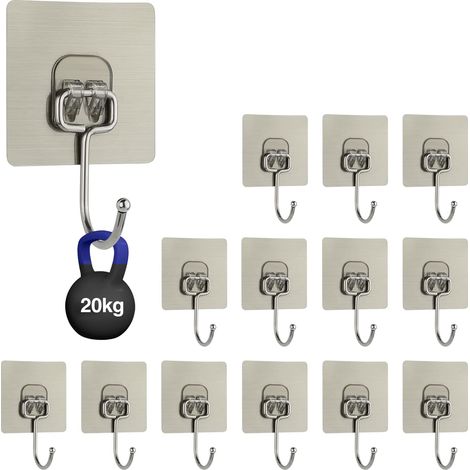 14 Pièces Crochet Adhésif Transparent 44lb/20kg(Max)Crochet Adhesif Mural Crochets Adhesifs Transparent Auto Adhesif Pour Accroche Salle de Bain Cuisine Plafond Accrocher Mural Porte (1/5)