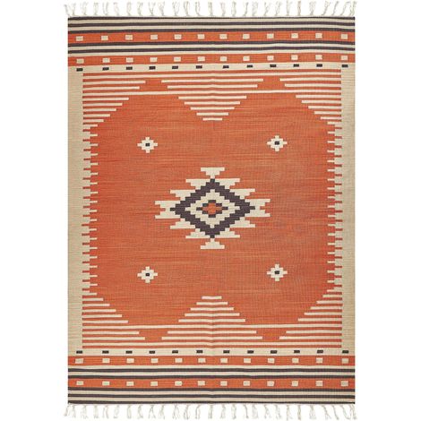 Teppich GAVAR Orange 140 x 200 cm Baumwolle Kelim (1/5)