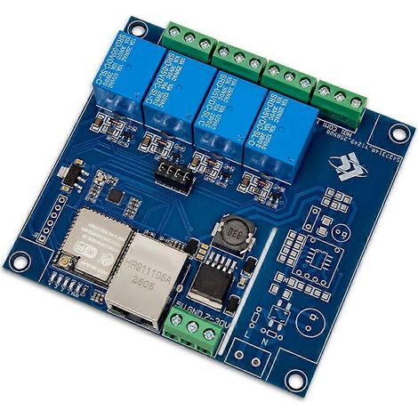 Module relais ESP32 Modbus TCP 4 canaux, port Ethernet filaire 100 Mbps, Wi-Fi, Bluetooth, alimentation 7-24 V (1/5)