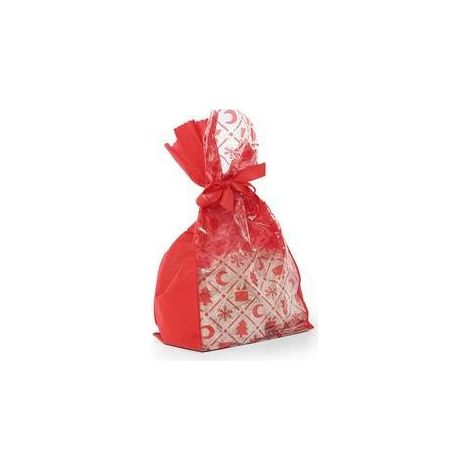 Sachet en cellophane rouge à fond carton, 35x24x65 cm (lot de 10)