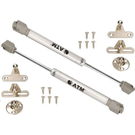 Lot de 2 vérins à gaz hydrauliques 50 N pour meubles - Ferrure à gaz - Ressort à gaz hydraulique - Argenté-NANOTEH (1/5)