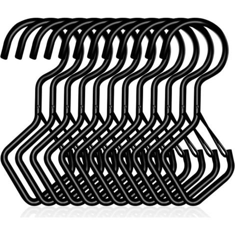 12 Stück S-Haken mit Schlaufe, 101 mm S-Haken, robuster Metallhaken, multifunktionaler Haken, für Küche, Bad, Schlafzimmer und Büro (Schwarz)