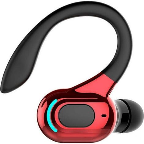 Casque sans fil Bluetooth avec contour d'oreille, casque stéréo individuel pour le sport, rouge (1/5)