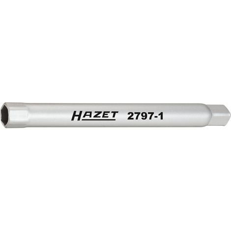 Hazet Stoßfänger Rohr-Steckschlüssel 2797-1, 1/4 (6,3 mm) Vierkant hohl, Außen Sechskant Profil, SW 10 mm