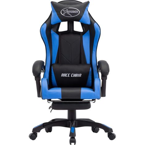 Maison Exclusive - Gaming-Stuhl mit Fußstütze Blau und Schwarz Ku