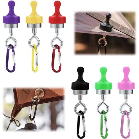 6 pièces, 10 cm, ultrapuissants crochets magnétiques de camping, crochets magnétiques ronds, conviennent pour le camping en plein air (1/5)