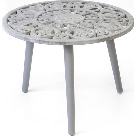 Mesa auxiliar redonda barata acabado gris, 46cm(alto) 48cm(ancho) 36cm(largo) (1/3)
