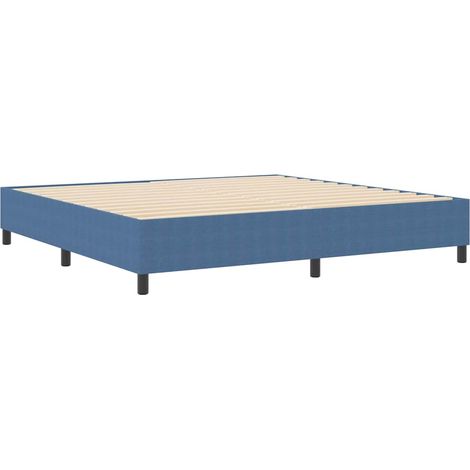 Lit double,Lit adulte,Box Spring Bleu 200x200 cm en Tissu Corde (1/5)
