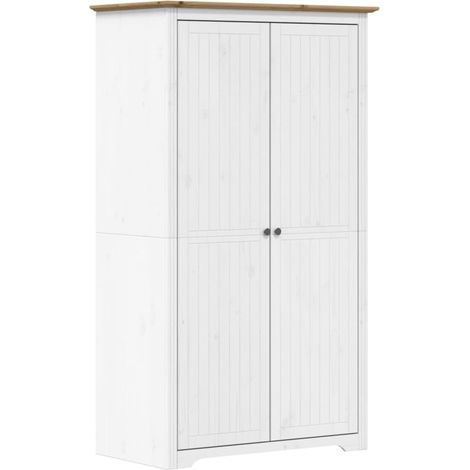 Garde-robe,Armoire de rangement BODO blanc marron 99x53,5x173 cm bois massif de pin CFW306927 (1/5)