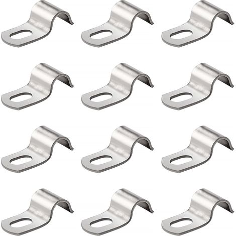 12 Pieces Diameter 8 mm Single Hole U-Clamp 304 Stainless Steel U-Tube Clamp Ring, Rigid Wire Fastener, for Fixing Cables, Wires and Pipes (1/5)