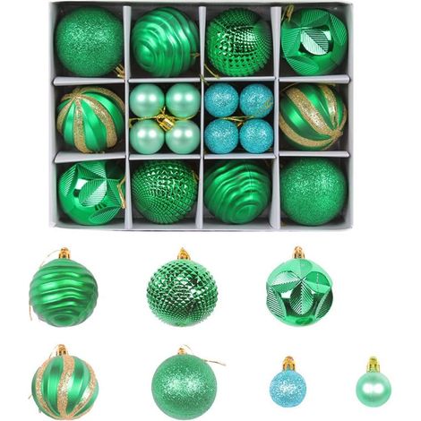 Boules de Nol, 26 Pièces Decoration noel, Arbre Nol Boule de Sapin Suspensions de l'arbre de Nol 3cm, 7cm, Boules d'arbre de Nol Set pour Décorations de Nol Intérieure ou Extérieure