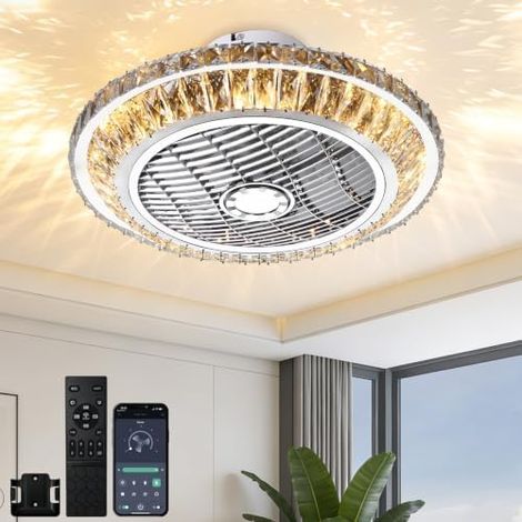 Ceiling Fan Creative Modern Fan Chandelier 72W LED Dimmable Ceiling Fan With Lighting And Remote Control Silent Nursery Bedroom Restaurant Bathroom Fan Lighting (1/5)