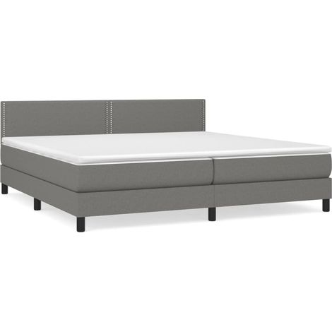 Maison Exclusive - Cama box spring con colchón tela gris oscuro 2 (1/5)