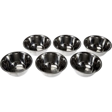 14012 6 kleine silberne Edelstahlschüsseln / Garinox 12 cm 0,4 l (1/5)