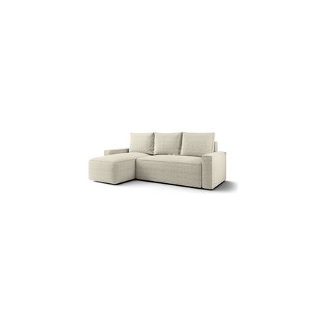 Canapé d’angle tissu bouclé convertible avec coffre NORE angle gauche-Beige clair-angle gauche (1/5)