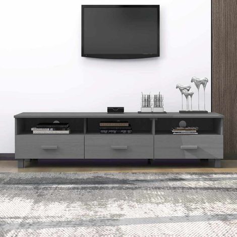 vidaXL Mueble de TV HAMAR madera maciza pino gris oscuro 158x40x40 cm (1/5)