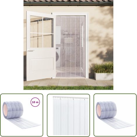 The Living Store Rideau de porte transparent 200 mmx1,6 mm 10 m PVC - Rideau De Porte - Rideau Pvc - Isolation Thermique - Protection Contre Les Nuisibles - Rideau Antibruit (1/5)