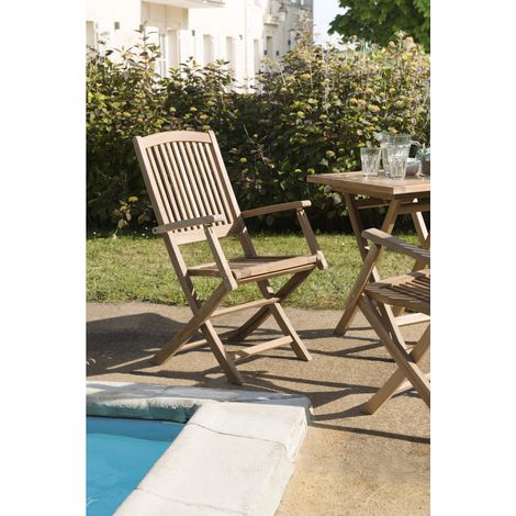 FUN - Ensemble de 2 fauteuils de jardin Lombock en bois Teck (1/4)