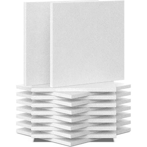 High-Density Soundproofing Panels (12-Pack) – Self-Adhesive Sound-Dampening Panels, White, 30 x 30 cm