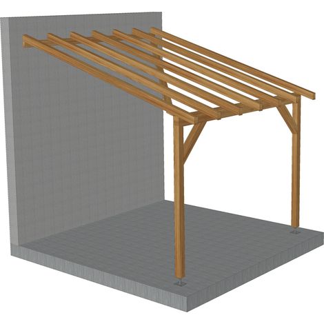 Toit de terrasse 3x3 - Tuilable pente 30% - Bois massif traité CL3 Marron - Robuste + Vis (1/5)