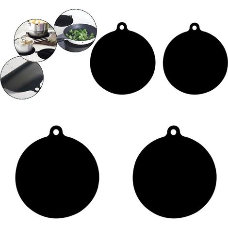 Ensemble de 4 protections pour plaques à induction : deux de 18 cm et deux de 22 cm, épaisseur 0,7 mm. Protection en silicone pour plaques de cuisson. Tapis de cuisson ronds pour induction. (1/4)