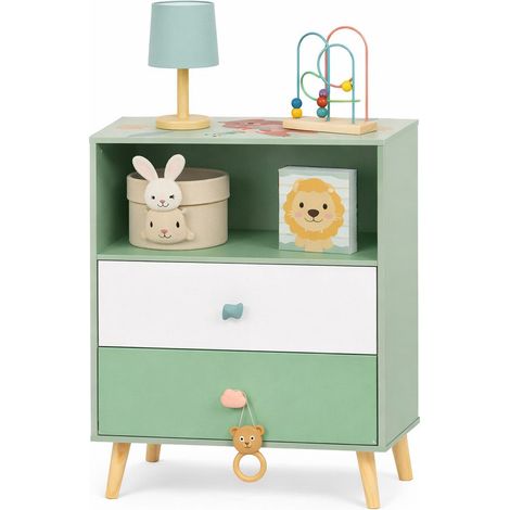 Mobile GINGER HOME per Giochi e Vestiti, Scaffale per Cameretta con 2 Cassetti, Orsetto, FOREST (1/5)