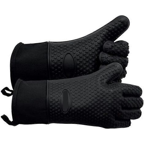 (Lot de 2) Gants de cuisine haut de gamme jusqu'à 350 °C - Gants de barbecue en silicone ultra-résistants à la chaleur, gants de cuisson extra longs