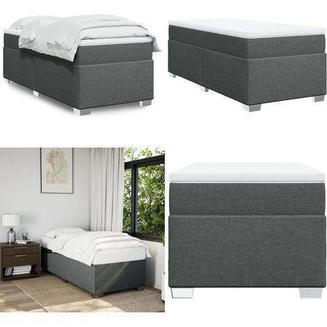Boxspringbett mit Matratze Dunkelgrau 90x200 cm Stoff - Boxspringbett - Doppelbett - Bettenrahmen - Matratze - Matratzenauflage - Home & Living (1/5)