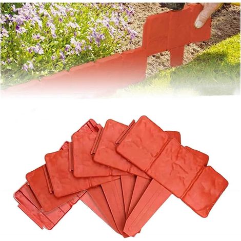 Bordure de pelouse en plastique, bordure de tonte, bordure de jardin en pierres, 24,5 x 23 cm, 20 pièces (orange) (1/5)