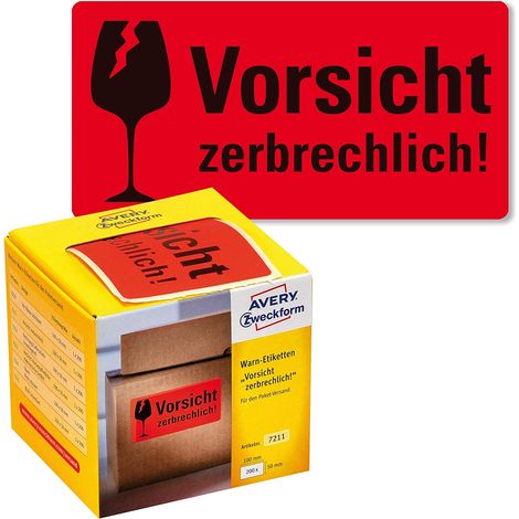 Avery-Zweckform 7211 Etiquette d'avertissement 100 x 50 mm papier rouge néon 200 pc(s) fixation permanente (1/5)