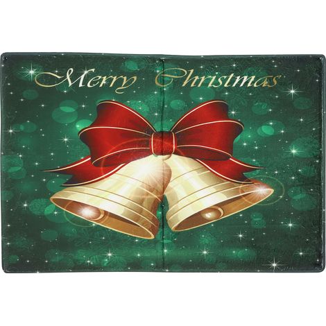 Tapis de Noël 90x60cm Motif Cloche Antidérapant pour Cuisine Salle de Bain Décor Vert (1/5)