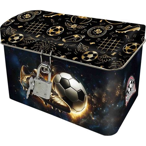 Tirelire pour enfant avec cadenas, boîte en métal pour garçon, ballon de football