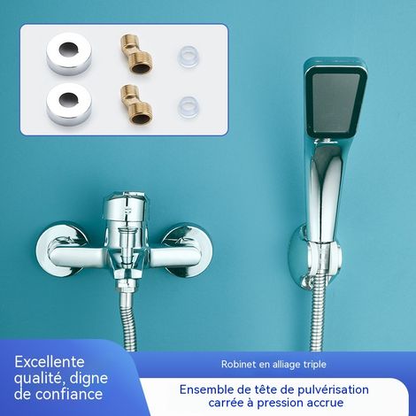 Mitigeur triple pour douche – Robinet d’eau chaude et froide encastré – Valve mélangeuse pour chauffe-eau et salle de bain – Universel