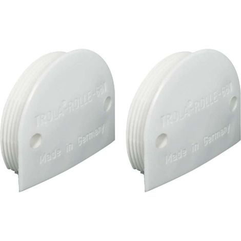 Carro para puertas correderas de Ø35 mm – Eje reforzado – Rodillo convexo de plástico blanco – Carga máxima 25 kg – Grosor mínimo 16 mm (1/2)