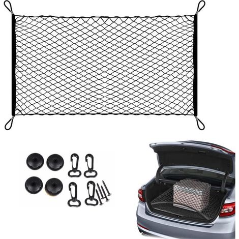 Rete portaoggetti, 70x120 cm, nylon elastico, 4 ganci, per auto/bagagliaio/vano di carico (1/5)