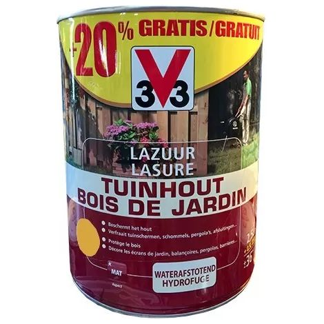 V33 – Lasure extérieure microporeuse pour bois de jardin – Brun clair 3 L – Résistance aux intempéries – Anti-goutte pour application facile