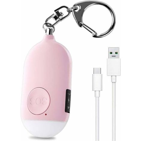 130 DB Alarme Personnelle d'urgence,Rechargeable Alarme de Sécurité avec LED Lampe de Poche Torche Alarme Anti Agression,pour Femme Enfants Personnes Agées Aventurier – Rose-Fei Yu (1/5)