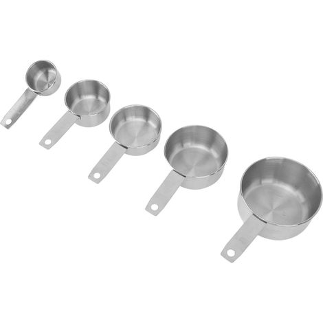 Ensemble de 5 tasses à mesurer en acier inoxydable, faciles à nettoyer et empilables, pour la cuisine et la pâtisserie. (1/5)