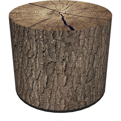 Samtpouf, Bertoni, Eichenholz-Optik – runder Deko-Pouf fürs Wohnzimmer, 40 cm Durchmesser, elegant, mit Reißverschluss (1/5)