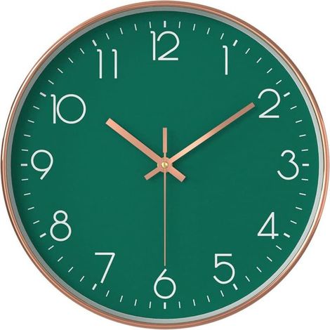 Moderne Kinderwanduhr - Geräuschlos - 30 cm - Quarz - Batteriebetrieben - Ideal für Büro, Klassenzimmer, Wohnzimmer, Schlafzimmer (grün)