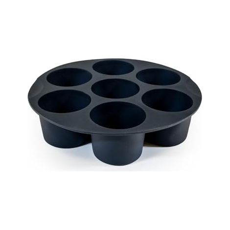 Muitomas, molde para muffins de silicona para freidora de aire, dimensiones 17,5×17,5×4 cm, antiadherente, reutilizable, resistente al calor, para cupcakes y postres, negro