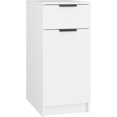 Armoire de bureau moderne avec tiroir et compartiments 33,5 x 50 x 75 cm en bois d'ingénierie blanc