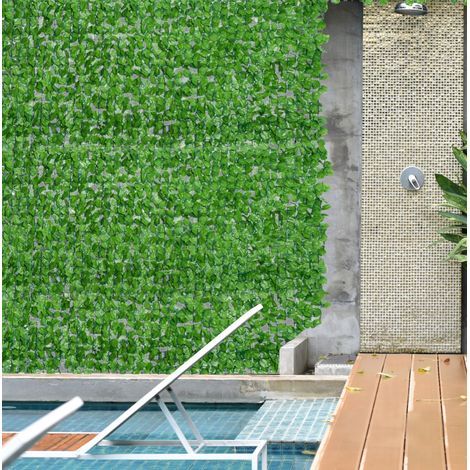 Brise-vue haie artificielle 300x100 cm en plastique vert clair, facile à monter, balcon FloraGrace (1/5)