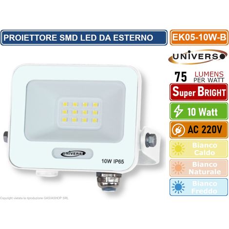 UNIVERSO EK05-10W-B FARO PROIETTORE SMD LED FLOODLIGHT 10W SLIM IP65 COLORE BIANCO - 3000K 4000K 6500K - Colore Luce:Bianco Naturale