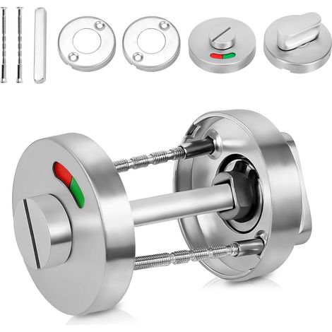 Rosace de WC avec affichage du reçu, serrure de porte de WC, serrure rotative, serrure de salle de bain avec bouton rotatif, rosace en acier inoxydable pour portes de toilettes, salle de bain (1/5)