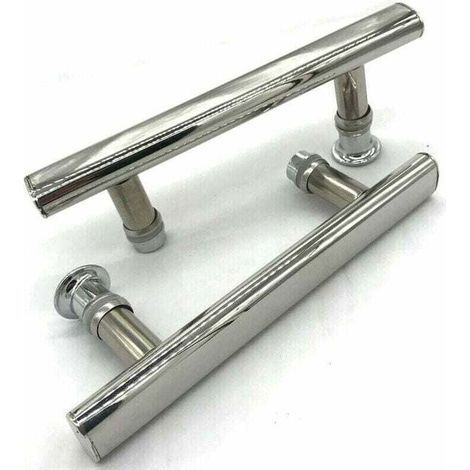 2 chrome-plated shower door handles, 145 mm center-to-center distance (1/3)