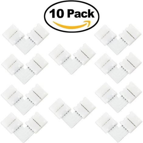 LEORX 10 x 4 Pin L Forme Connecteur Pour 5050 RGB Bande de LED(10mm)