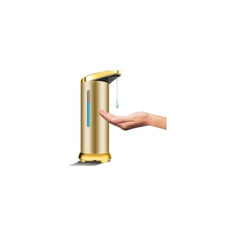 Dispenser automatico di sapone in acciaio inox, dispenser di disinfettante senza contatto con sensore a infrarossi, interruttore regolabile e base impermeabile (oro opaco) - Crezuo