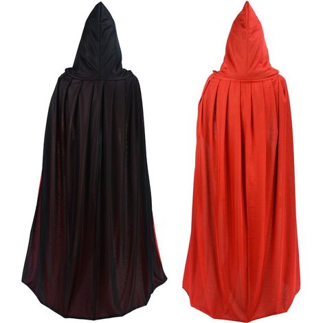 Cape gothique de vampire double face Rouge Noir à capuche Halloween Pâques Noël 47" Black/Red (1/5)